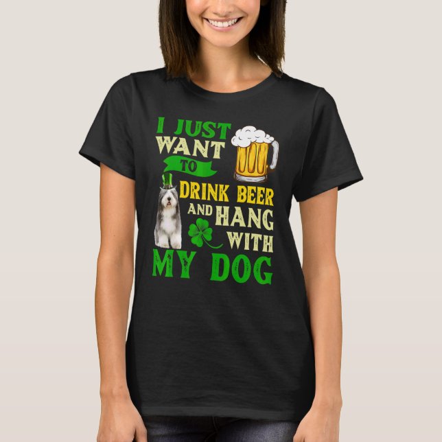 Camiseta Eu Só Quero Beber Cerveja E Ficar Com Antigos Ingl (Frente)