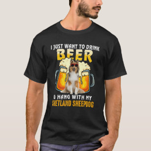 Camiseta Eu Só Quero Beber Cerveja E Ficar Com Meu Shetlan