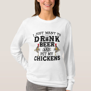 Camiseta Eu Só Quero Beber Cerveja E Pet My Chicken
