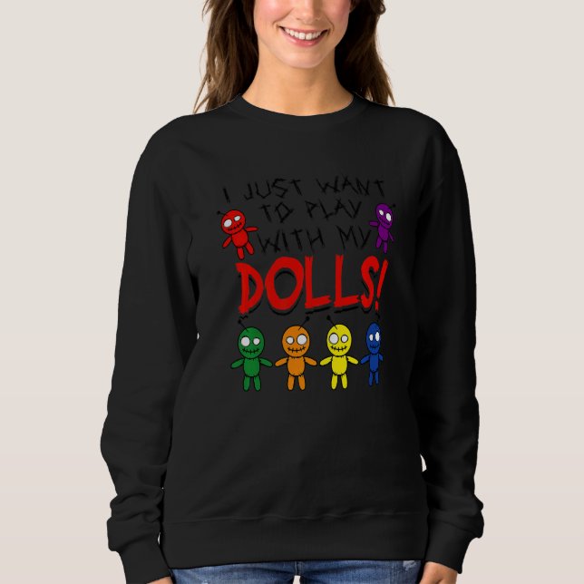 Camiseta Eu só quero brincar com a minha boneca Halloween V (Frente)