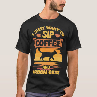 Camiseta Eu Só Quero Café E Gatos Engraçado Pet