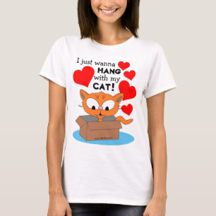 Camiseta Eu só quero ficar com meu gato! Gatinho Ruivo Fofo