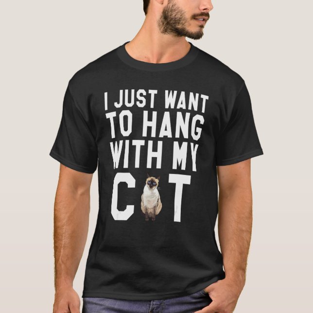 Camiseta Eu Só Quero Ficar Com Meu Gato Siames (Frente)