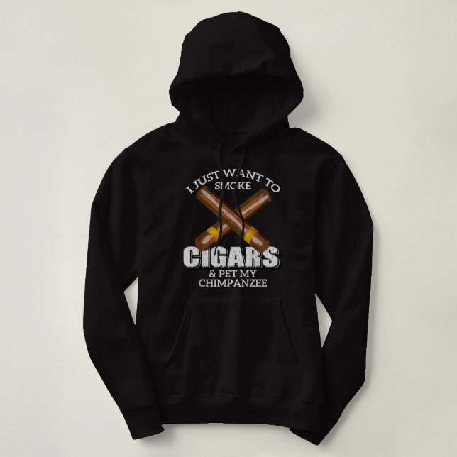 Camiseta Eu só quero fumar cigarros e prender meu chimpanzé (Frente do Design)