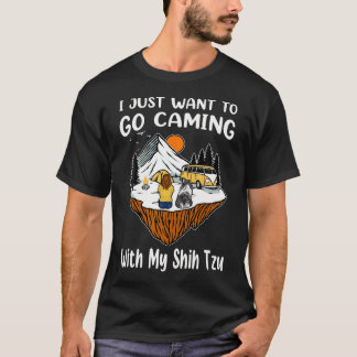Camiseta Eu Só Quero Ir Acampar Com Meu Cachorro Shih Tzu
