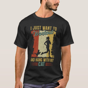 Camiseta Eu Só Quero Malhar e Ficar com Meu Gato Engraçado