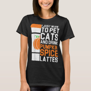 Camiseta Eu Só Quero Pet Cats E Beber Pumpkin Spice La