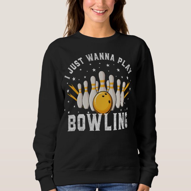 Camiseta Eu Só Quero Tocar Boliche Retro Boliche Bowler (Frente)