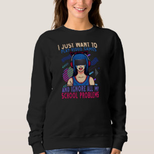 Camiseta Eu Só Quero Tocar Videos games E Ignorar A Escola