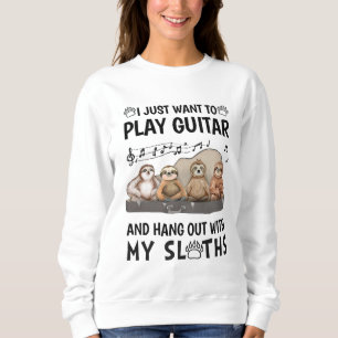 Camiseta Eu Só Quero Tocar Violão Sloths Fofos Hum