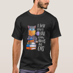 Camiseta Eu Só Realmente Amo Ler Livros E Gatos