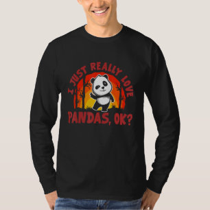 Camiseta Eu Só Realmente Amo Pandas Ok Animal Urso Retro 5
