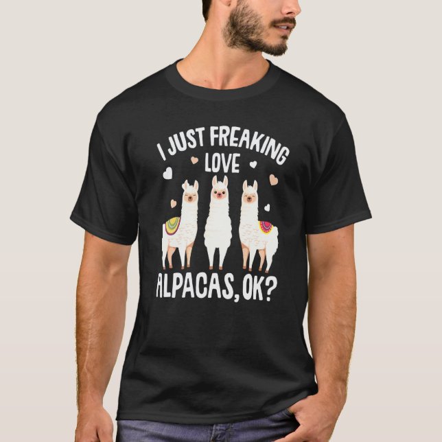 Camiseta Eu Só Realmente Gosto de Alpacas Meninas Mulheres  (Frente)
