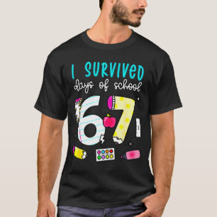 Camiseta Eu Sobrevivi 100 Dias De 67 100º Dia De Aula Profe