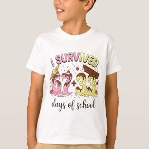 Camiseta Eu Sobrevivi 100 Dias de Escola 67 + 33 Sorvete