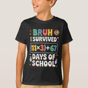 Camiseta Eu Sobrevivi 100 Dias Escola Bruh Groovy Equação M