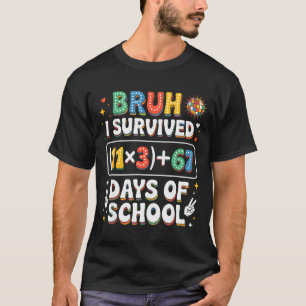 Camiseta Eu Sobrevivi 100 Dias Escola Bruh Groovy Equação M