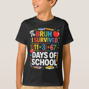 Camiseta Eu Sobrevivi 100 Dias na Escola Bruh Equação Matem