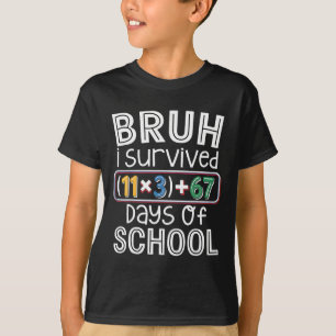 Camiseta Eu Sobrevivi 100 Dias na Escola Bruh Equação Matem