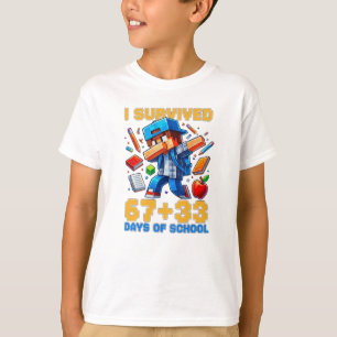Camiseta Eu Sobrevivi 67 33 Dias de Escola 100 Dias de Esco
