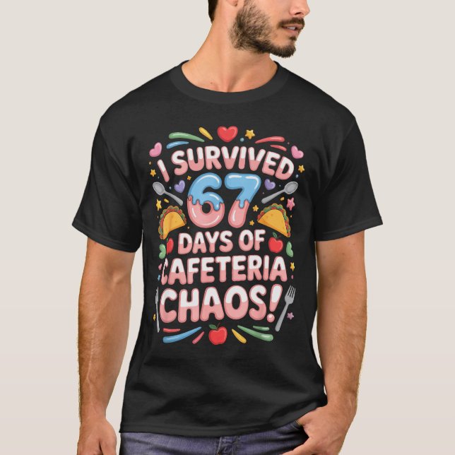 Camiseta Eu Sobrevivi 67 Dias de Caos na Cafeteria Seis Set (Frente)