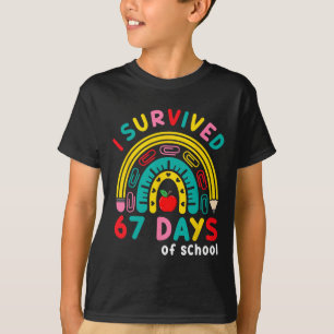 Camiseta Eu Sobrevivi 67 Dias De Escola Arco-íris Professor