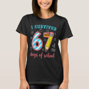 Camiseta Eu Sobrevivi 67 Dias De Escola Engraçado 67 Meme P