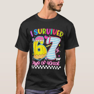 Camiseta Eu Sobrevivi 67 Dias De Escola Meme Engraçado Meni