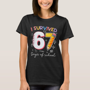 Camiseta Eu Sobrevivi 67 Dias De Escola Piada Meme Professo