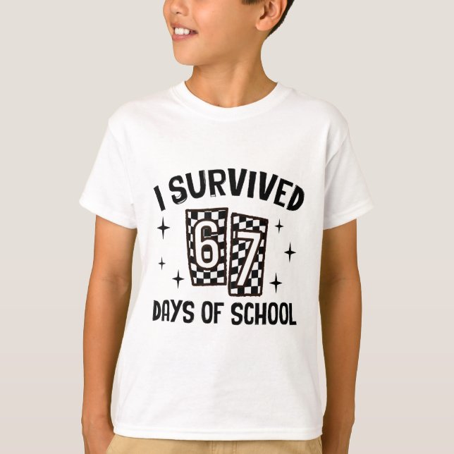 Camiseta Eu Sobrevivi 67 Dias De Escola Seis Sete Meme Prof (Frente)