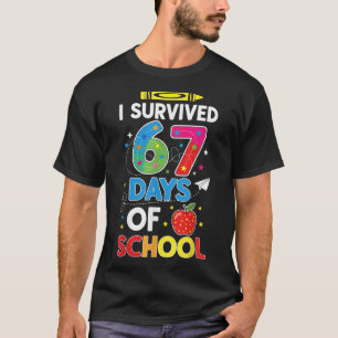 Camiseta Eu Sobrevivi 67 Dias De Escola Six Seven Meme Para
