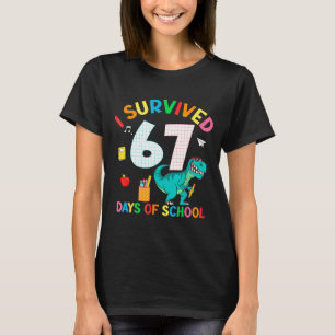 Camiseta Eu Sobrevivi 67 Dias De Escola Trex Engraçado 67 P