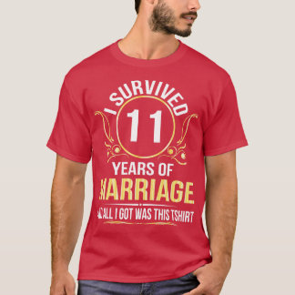 Camiseta Eu Sobrevivi A 11 Anos De Casamento De Casamento E