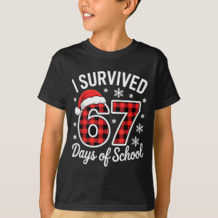 Camiseta Eu Sobrevivi a 67 Dias de Escola Funny Natal Xmas
