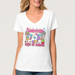 Camiseta Eu Sobrevivi a 67 Mais 33 Dias de Matemática na Es