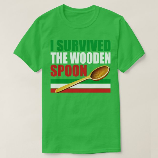 Camiseta Eu Sobrevivi À Colher De Madeira Engraçada Cola De (Frente do Design)