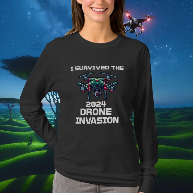 Camiseta Eu Sobrevivi à invasão do drone de 2024 (Criador carregado)