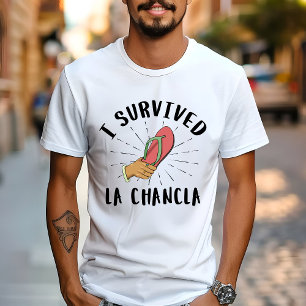 Camiseta Eu Sobrevivi à La Chancla - Piada Engraçada de Mãe