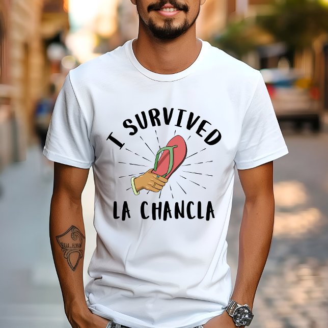 Camiseta Eu Sobrevivi à La Chancla - Piada Engraçada de Mãe (Criador carregado)