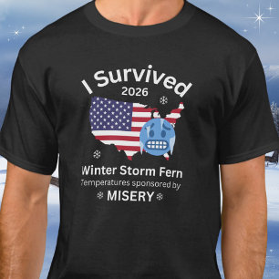 Camiseta Eu Sobrevivi à Tempestade de Inverno Fern Fúnebre
