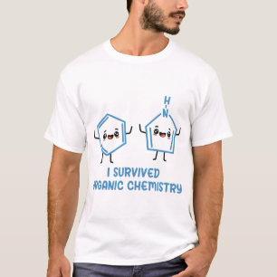 Camiseta Eu Sobrevivi ao Design Divertido de Química Orgâni