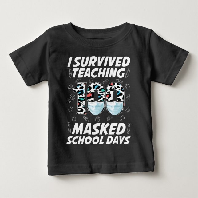 Camiseta Eu Sobrevivi Ao Ensino 100 Dias Escolares Mascarad (Frente)