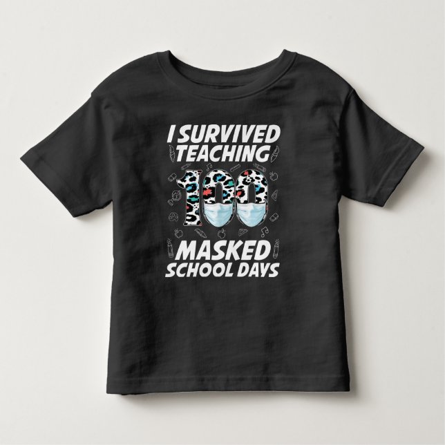 Camiseta Eu Sobrevivi Ao Ensino 100 Dias Escolares Mascarad (Frente)