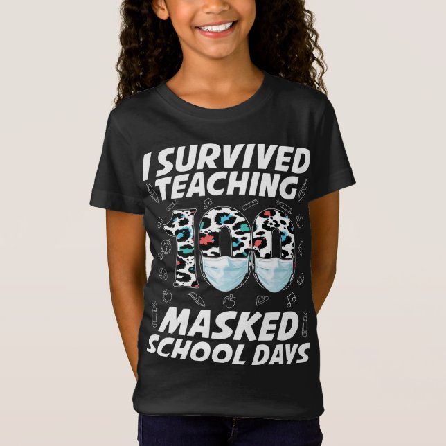 Camiseta Eu Sobrevivi Ao Ensino 100 Dias Escolares Mascarad (Frente)