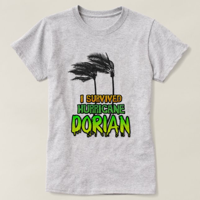 Camiseta Eu sobrevivi ao furacão Dorian (Frente do Design)