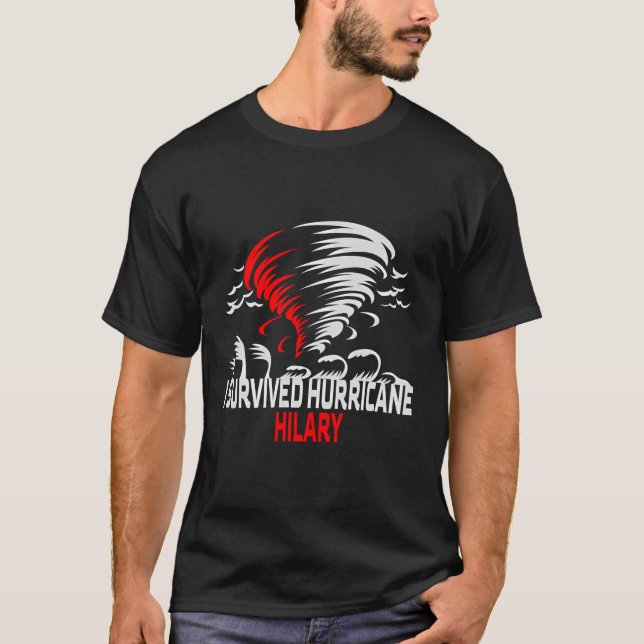 Camiseta Eu Sobrevivi ao Furacão Hilary (Frente)