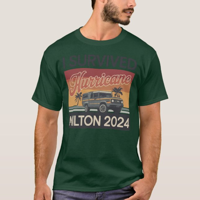 Camiseta Eu Sobrevivi ao furacão Milton, Flórida, outubro d (Frente)