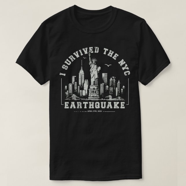 Camiseta Eu sobrevivi ao terremoto de Nova Iorque (Frente do Design)