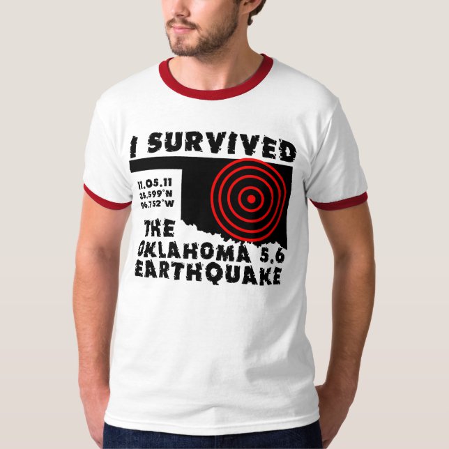 Camiseta Eu sobrevivi ao terremoto de Oklahoma (Frente)