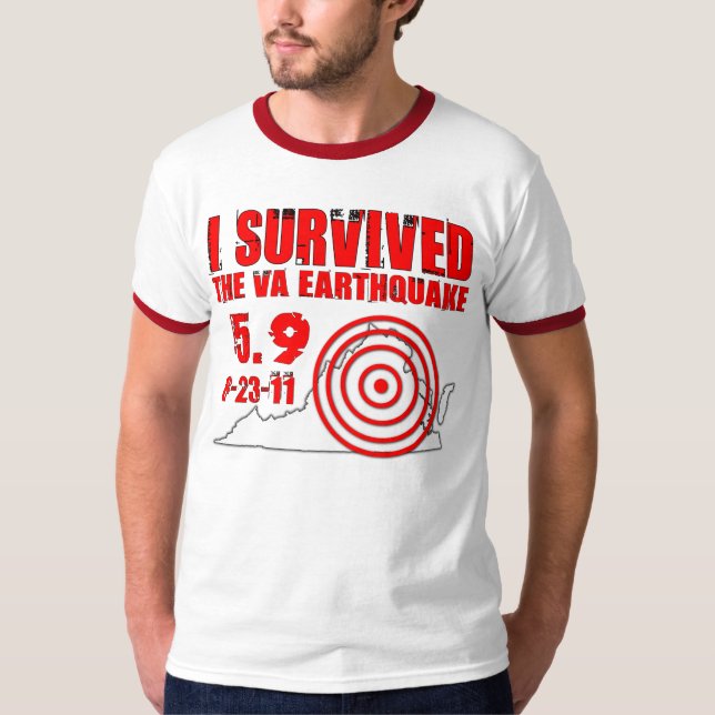 Camiseta Eu sobrevivi ao terremoto de Virgínia (Frente)